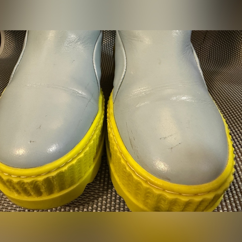 Fenty x Puma Leather Platform Chelsea Sneaker Boots Blue Neon Slip On - Picture 4 of 9